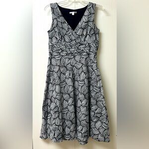 Sandra Darren Black and White Swirl Midi Dress